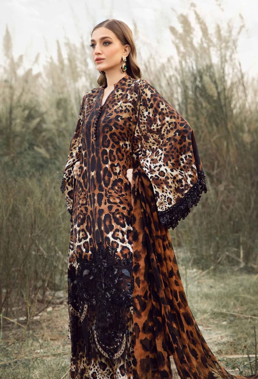 Maria B. Cheetah Print Lawn Suit 3PC