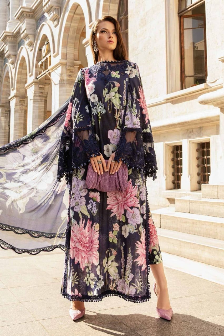 Maria B. Floral Print Lawn Suit 3PC