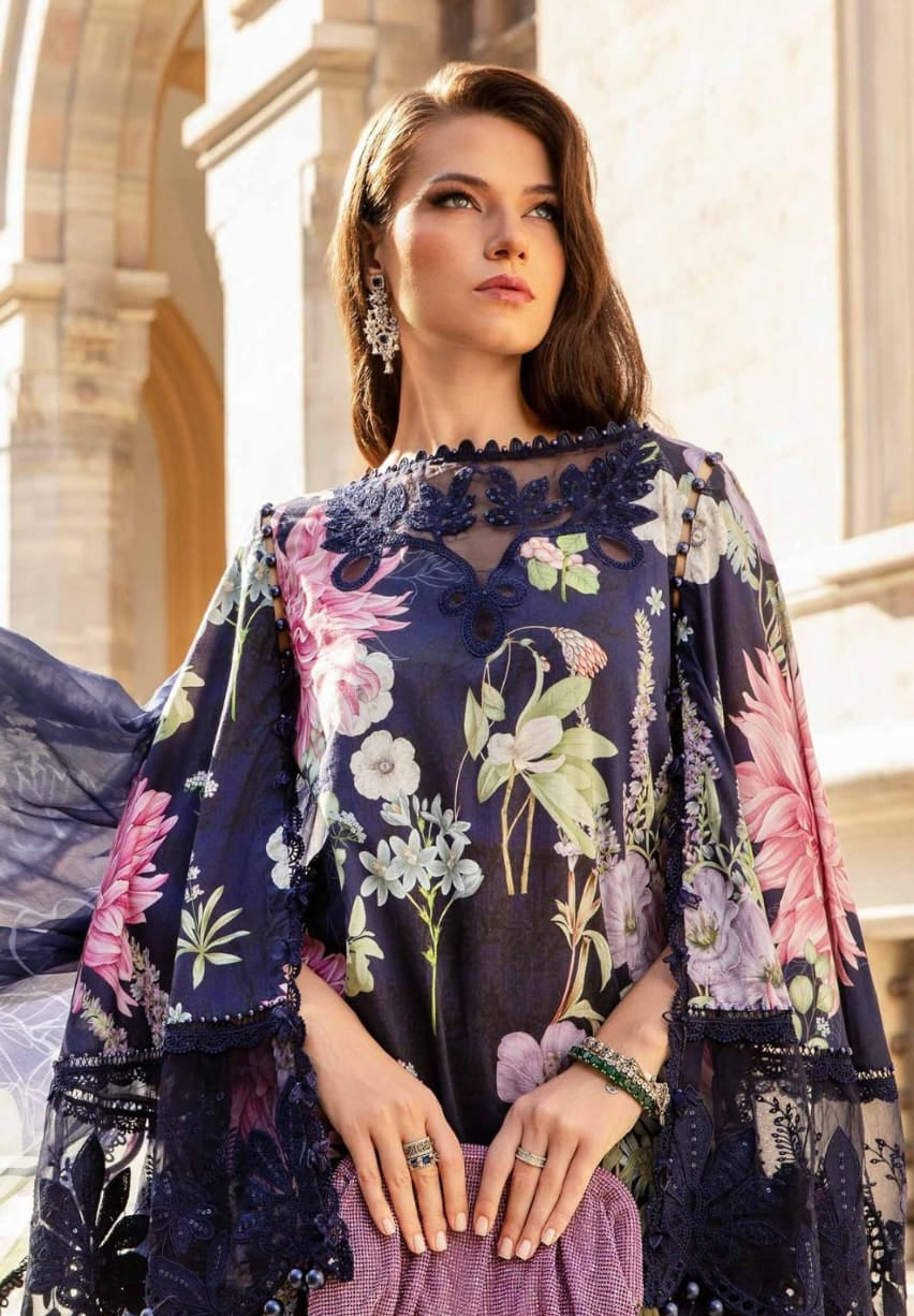 Maria B. Floral Print Lawn Suit 3PC