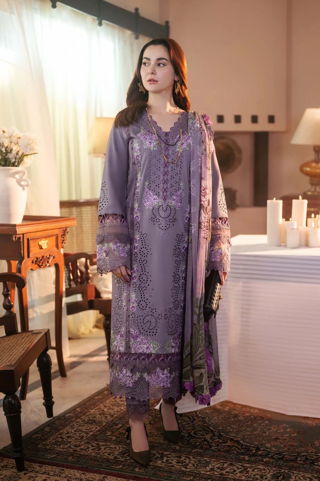 JADE LUXURY CAMBRIC COTTON EMBROIDERED 3PC